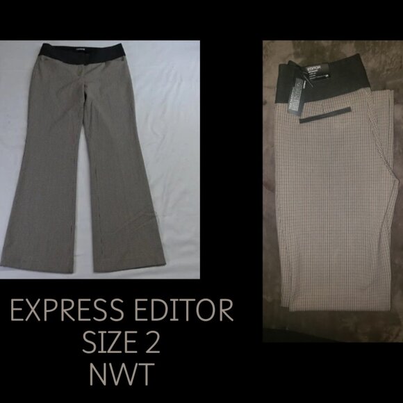 Express Editor Wide Waistband Studio Stretch Houndstooth print pants - Picture 1 of 2